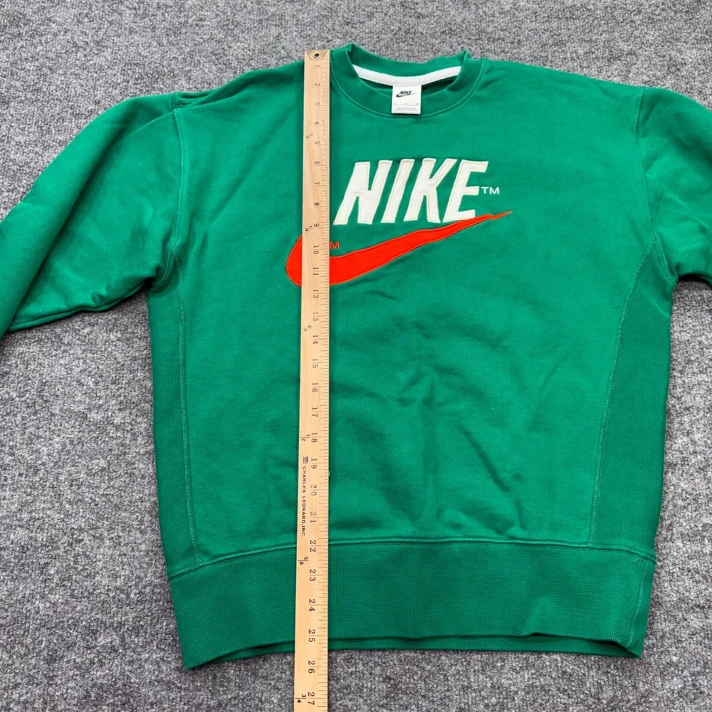Nike Mens Green Embroidered Logo Crewneck Sweatshirt Swoosh Cotton Size S